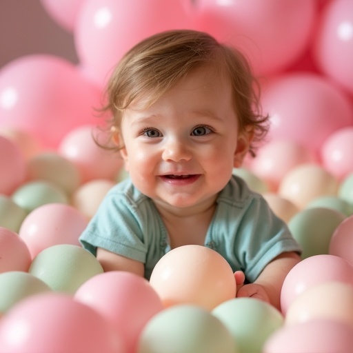 Toddler playing in ball pit